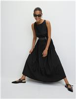 Belted Midaxi Waisted Dress