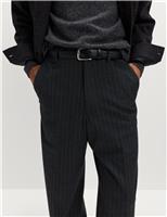 Relaxed Fit Pinstripe Flat Front Trousers