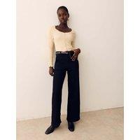 Per Una High Waisted Wide Leg Jeans with Lyocell Black Denim