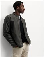 Washed Leather Biker Jacket