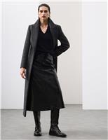 Leather Patent Textured Midi A-Line Skirt