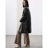 Leather Patent Crackle Longline Car Coat
