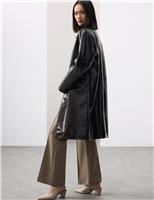 Leather Patent Crackle Longline Car Coat