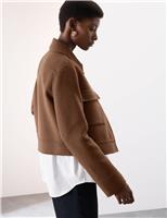 Wool Blend Collared Cropped Utility Jacket