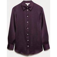 Satin Collared Button Through Shirt