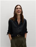 Satin Collared Button Through Shirt