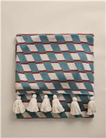Pure Cotton Geometric Knitted Tassel Throw
