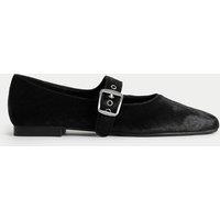 Hair On Leather Buckle Flat Ballet Pumps