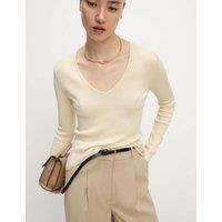 Ribbed V-Neck Knitted Top