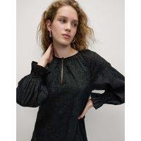 Floral Textured Mini Relaxed Shift Dress
