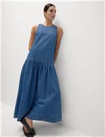 Denim Midaxi Drop Waist Dress