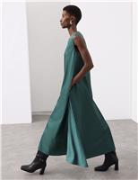 Lyocell Rich Round Neck Midaxi Swing Dress