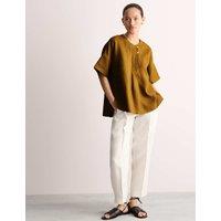 JAEGER Pure Linen Button Detail Top Ginger