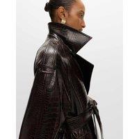Textured Belted Longline Trench Coat