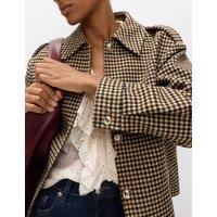 Checked Collared Short Jacket