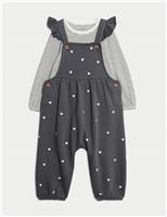 2pc Cotton Rich Ditsy Dungaree Outfit (0 Mths - 3 Yrs)
