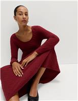 Jersey Textured Scoop Neck Midi Column Dress