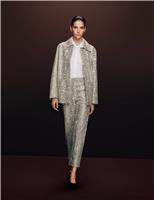 Leather Snakeskin Print Straight Leg Trousers