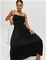 Square Neck Strappy Midaxi Slip Dress