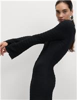 Jersey Textured Midi Skater Dress