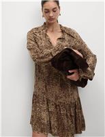 Printed Ruffle Mini Relaxed Smock Dress