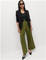 Triple Pleat Wide Leg Trousers