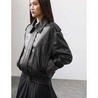 Leather Relaxed Harrington Jacket