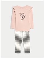 2pc Cotton Rich Flower Top & Bottom Outfit (0-6 Yrs)