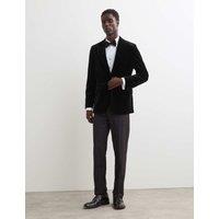 JAEGER Pure Cotton Velvet Blazer Black