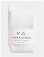 2 Pack Cotton Rich Ribbed Pelerine Tights (0-2 Yrs)