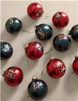12pk Glass 12 Days of Christmas Baubles