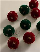 9pk Glitter Shatterproof Flocked Baubles