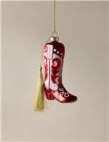 Glass Hanging Cowboy Boot Decoration