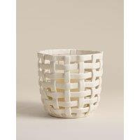 Basket Weave Ceramic Hurricane Candle Holder