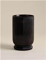 Ridged Glass Hurricane Candle Holder