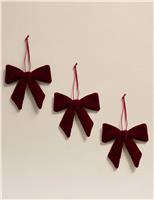 3pk Velvet Hanging Bow Decorations