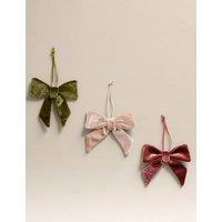 M&S 3pk Velvet Hanging Bow Decorations Multi