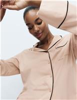 M&S Cotton Modal Revere Pyjama Set Neutral