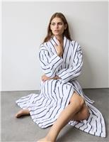 Pure Cotton Striped Towelling Dressing Gown