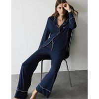 Autograph Cotton Modal Revere Pyjama Set Navy