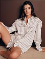 Pure Cotton Sateen Striped Shortie Set