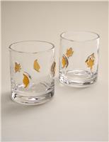 2pk Maple Leaf Glass Tumblers