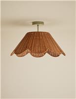 Rattan Scallop Flush Ceiling Light