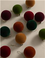 24pk Flocked Shatterproof Baubles
