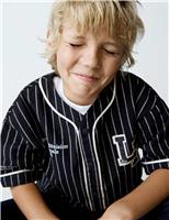 Pure Cotton Striped Baseball Shirt (6-16 Yrs)