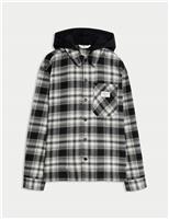 Cotton Rich Checked Hooded Shirt (6-16 Yrs)