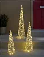 3pk Warm White Cone Tree Outdoor Lights