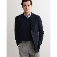 JAEGER Tailored Fit Wool Herringbone Blazer Navy Mix