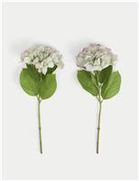 Set of 2 Artificial Real Touch Hydrangea Stems