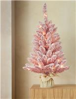 3ft Pre-Lit Pink Snowy Christmas Tree